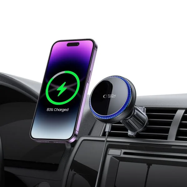 TECH-PROTECT MM15W-V4 MAGNETIC MAGSAFE VENT CAR MOUNT WIRELESS CHARGER 15W BLACK - Image 7