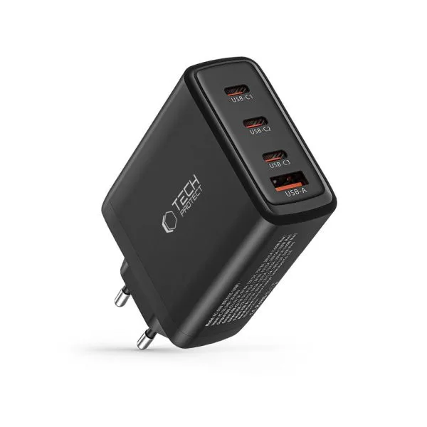 Φορτιστής Τοίχου Tech-Protect NC100W-GAN PD 100W 4 Θυρών USB-C / USB-A Μαύρος - Image 6