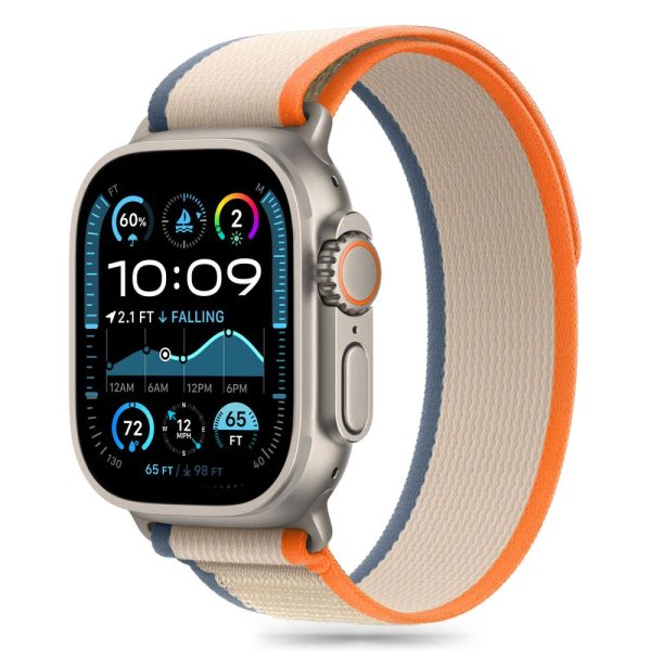 TECH-PROTECT NYLON STRIPE APPLE WATCH 6 / 7 / 8 / 9 / 10 / SE / ULTRA 1 / 2 (44 / 45 / 46 / 49 MM) CREAM/ORANGE - Image 2