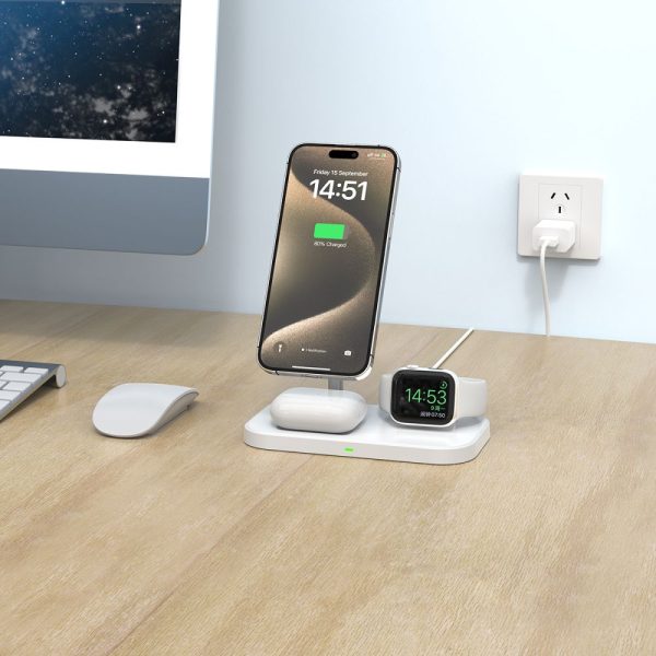 TECH-PROTECT QI15W-A22 3IN1 MAGNETIC MAGSAFE WIRELESS CHARGER WHITE - Image 6