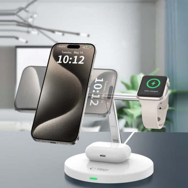 TECH-PROTECT QI15W-A35 3IN1 MAGNETIC MAGSAFE WIRELESS CHARGER WHITE - Image 7