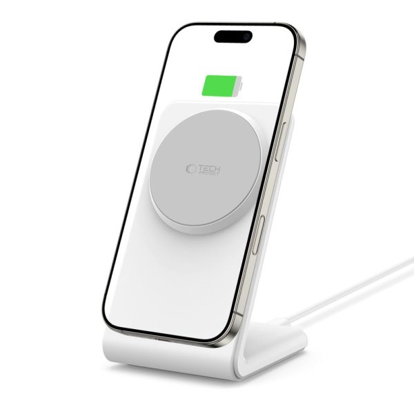 TECH-PROTECT QI15W-A38 MAGNETIC MAGSAFE WIRELESS CHARGER WHITE - Image 2