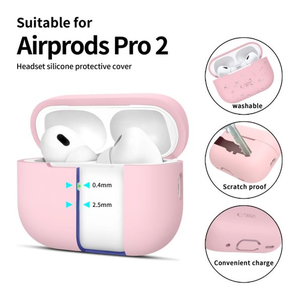 TECH-PROTECT SILICONE APPLE AIRPODS PRO 1 / 2 DUSTY PINK - Image 2