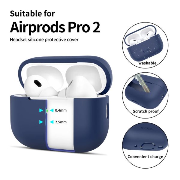 TECH-PROTECT SILICONE APPLE AIRPODS PRO 1 / 2 NAVY BLUE - Image 2