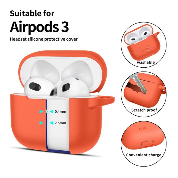 TECH-PROTECT SILICONE HOOK APPLE AIRPODS 3 NEON ORANGE - Image 2