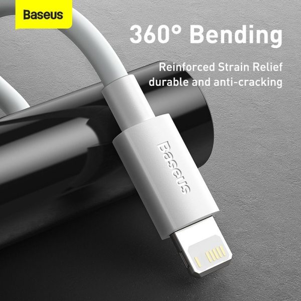 Baseus Cable USB A to Lightning 2,4A Wisdom TZCALZJ-02 2 pcs 1,5m White - Image 6