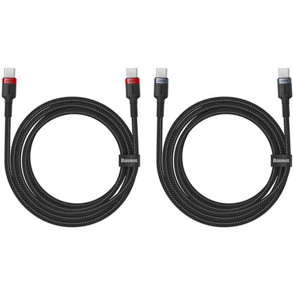 Baseus Cable  Type-C to Type-C PD 5A 100W Cafule 2 pcs 1m black red and black gray - Image 3