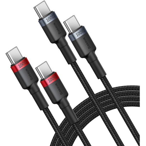 Baseus Cable  Type-C to Type-C PD 5A 100W Cafule 2 pcs 1m black red and black gray - Image 7