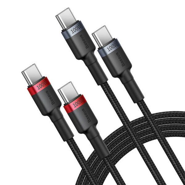 Baseus Cable  Type-C to Type-C PD 5A 100W Cafule 2 pcs 2m black red and black gray - Image 3