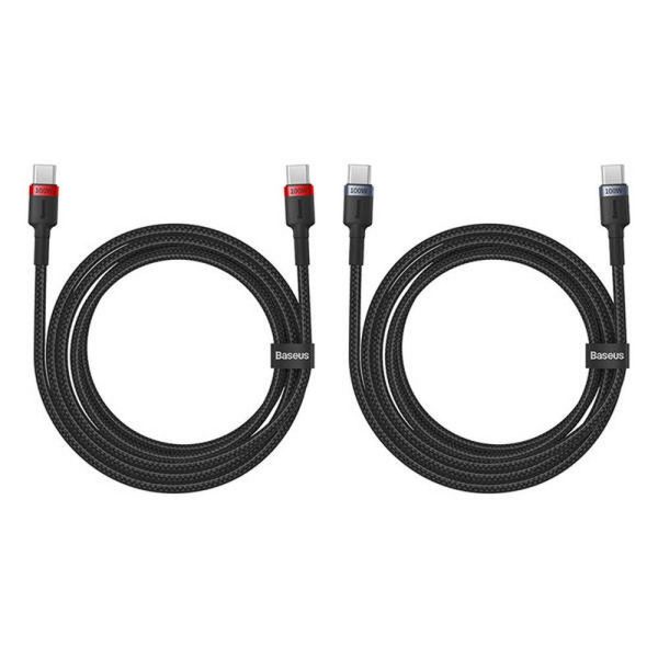 Baseus Cable  Type-C to Type-C PD 5A 100W Cafule 2 pcs 2m black red and black gray - Image 6