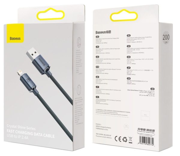 BASEUS cable USB A to Lightning 2,4A Crystal Shine CAJY000101 2 m black - Image 3