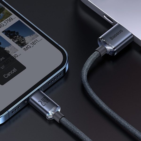 BASEUS cable USB A to Lightning 2,4A Crystal Shine CAJY000101 2 m black - Image 5
