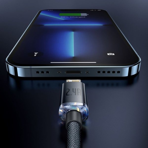 BASEUS cable USB A to Lightning 2,4A Crystal Shine CAJY000101 2 m black - Image 6