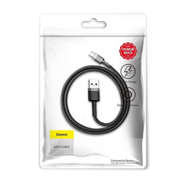 Baseus Cable USB Cafule to Type C 3A CATKLF-AG 0,5M Grey-Black - Image 3