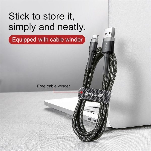 Baseus Cable USB Cafule to Type C 3A CATKLF-AG 0,5M Grey-Black - Image 9