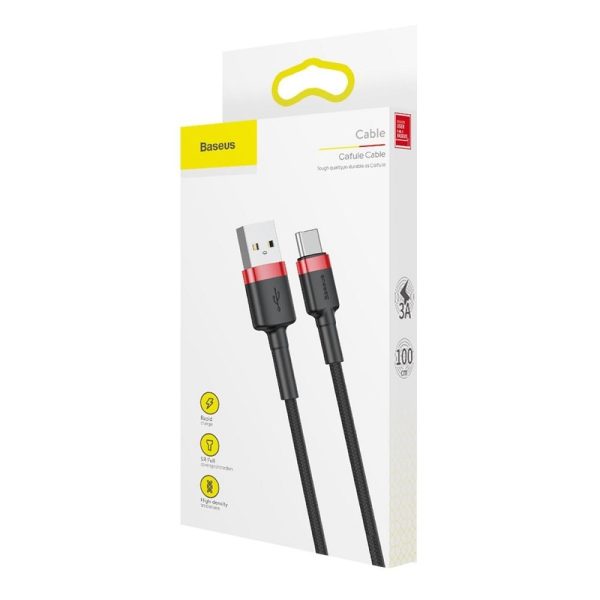 Baseus Cable USB Cafule to Type C 3A CATKLF-B91 1m 1metr Red-Black - Image 4