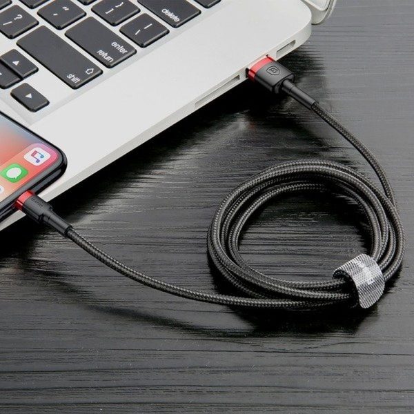 Baseus Cable USB to Apple Lightning 8-pin 2,4A Cafule CALKLF-A19 0,5m Red-Black - Image 4