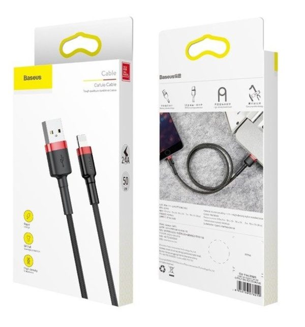 Baseus Cable USB to Apple Lightning 8-pin 2,4A Cafule CALKLF-A19 0,5m Red-Black - Image 5