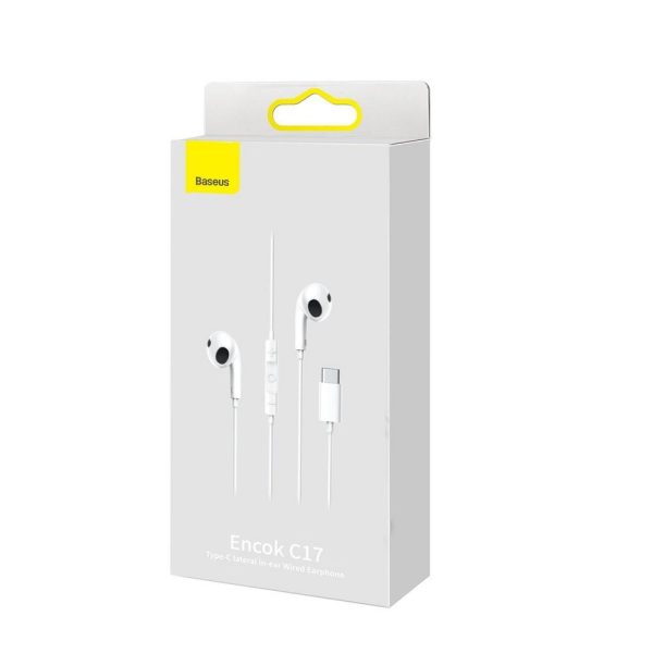 Baseus Wire Earphones  Type C with Microphone  ENCOK C17 NGCR010002 White - Image 7