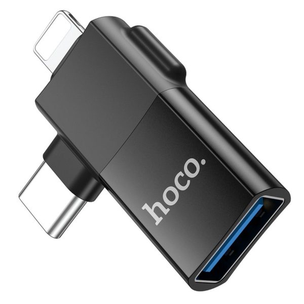 Hoco Adapter OTG Type C (male) / Lightning (male) to USB A (female) 2in1 UA17 Black - Image 8