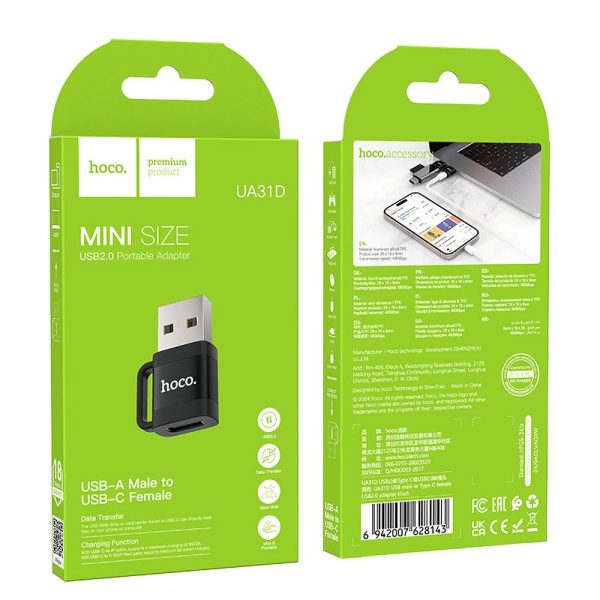 HOCO adapter OTG USB A (male) to Type C (female) 3A UA31D black - Image 7