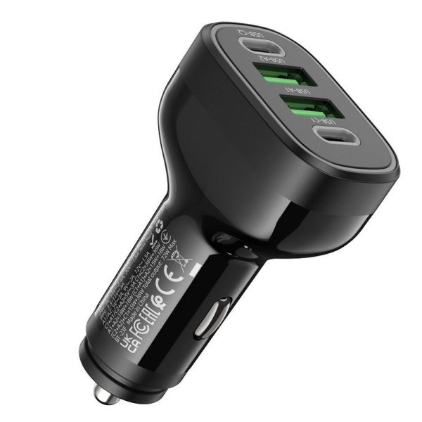 Hoco Car Charger 2 x USB A + 2 x Typ C PD QC 72W NZ11 Black - Image 2