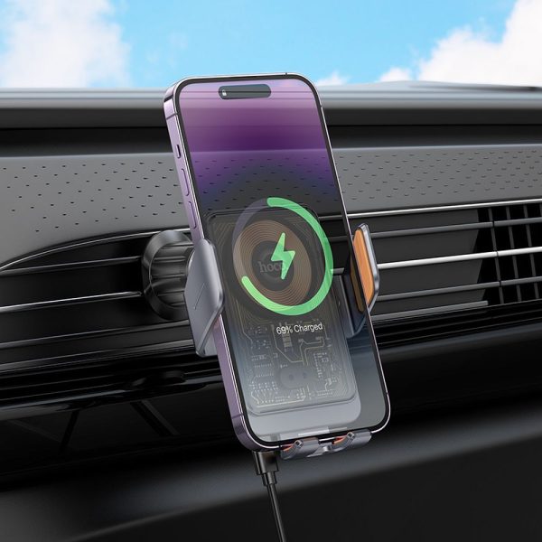 Hoco car holder with wireless charging for air vent 15W HW7 gray - Image 5