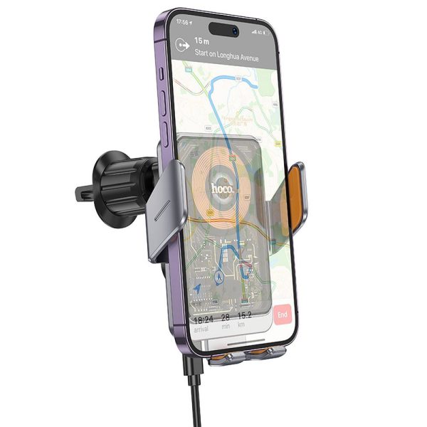 Hoco car holder with wireless charging for air vent 15W HW7 gray - Image 10