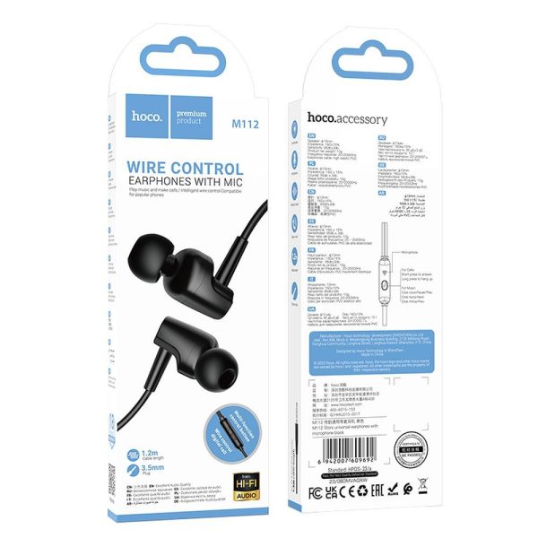 HOCO earphones universal with microphone M112 black - Image 2