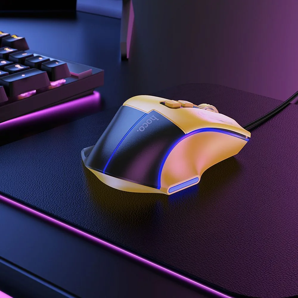 Hoco GM31 Ενσύρματο Gaming Ποντίκι USB 3600 DPI με 7 Κουμπιά – Black / Yellow - Image 2