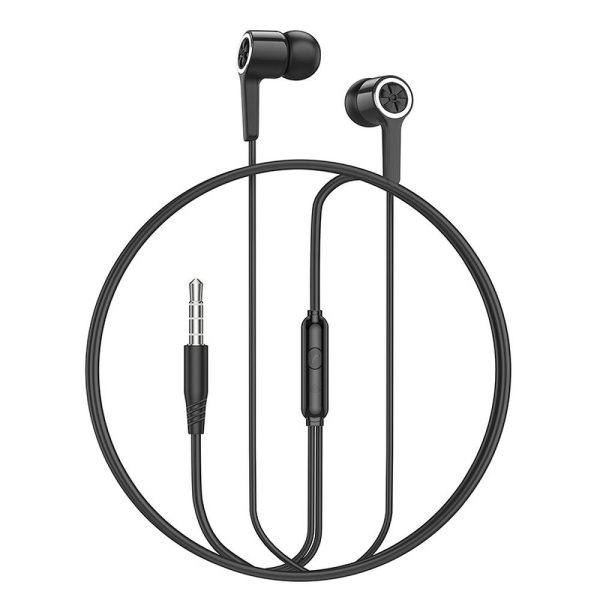 HOCO wire earphones Jack 3,5 mm with microphone M104 black - Image 4