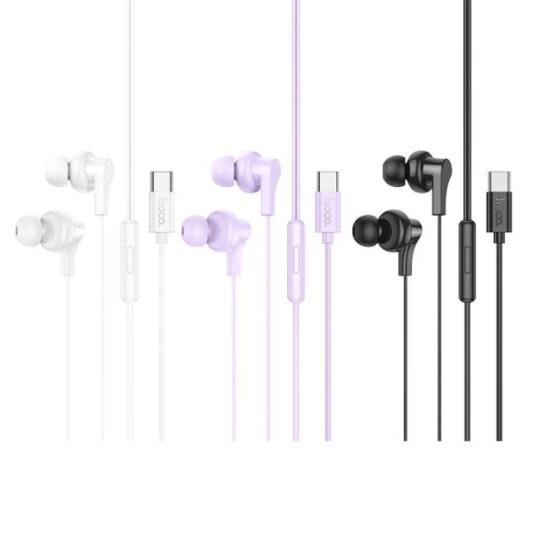 Hoco wire Earphones  Type C with Microphone  M114 Black - Image 2