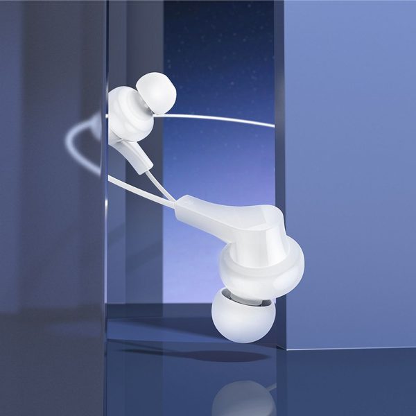 Hoco wire Earphones  Type C with Microphone  M114 White - Image 4