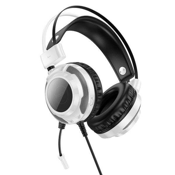 Hoco wire Headphones  USB A + Jack 3,5mm with Microphone  gaming W110 2m White - Image 3