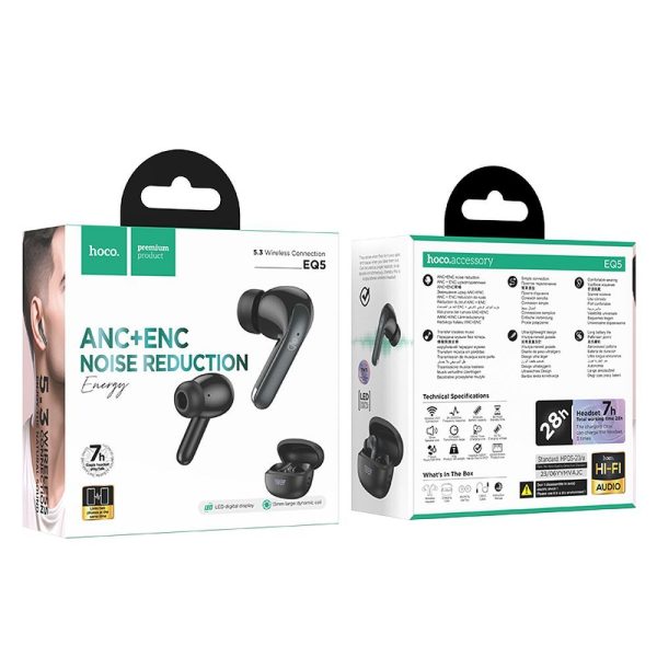 HOCO wireless bluetooth earphones TWS ANC ENC EQ5 black - Image 4