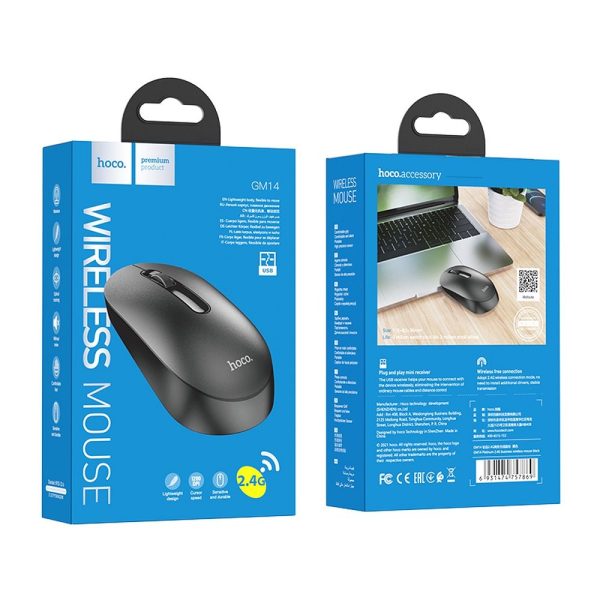 HOCO wireless computer mouse 2,4G 1200dpi GM14 black - Image 3