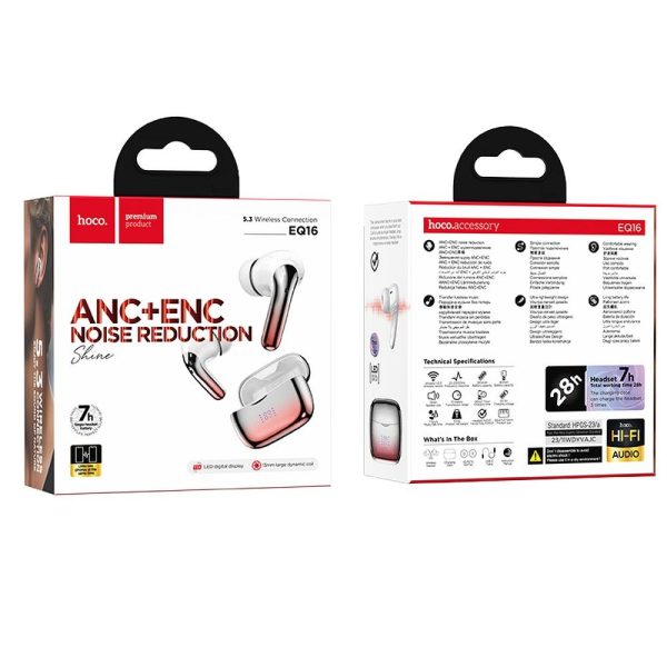 Hoco Wireless Bluetooth Headset TWS ANC ENC EQ16 Red Glaze - Image 3