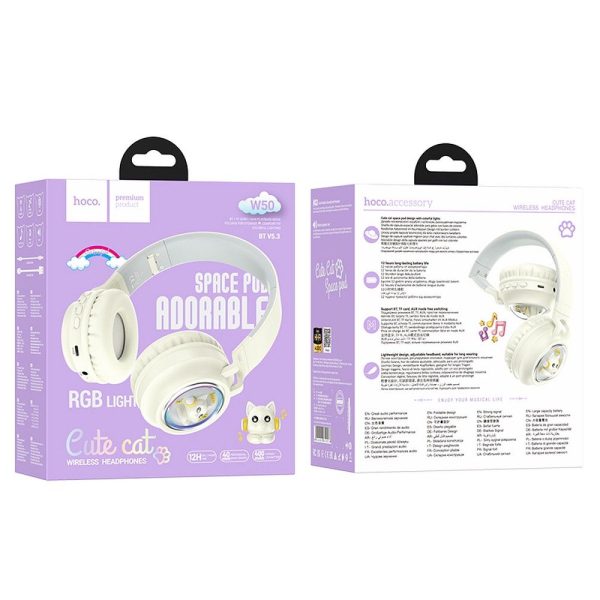 Hoco Wireless Bluetooth Headset W50 Milky White - Image 6