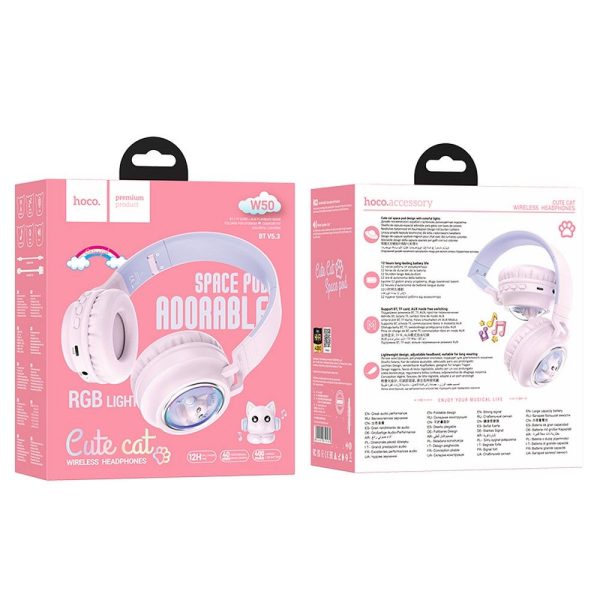 Hoco Wireless Bluetooth Headset W50 Pink - Image 4