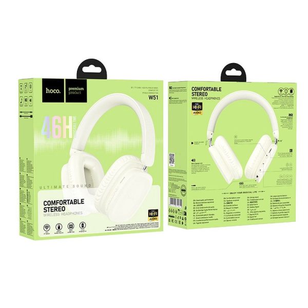 Hoco Wireless Bluetooth Headset W51Milky White - Image 3