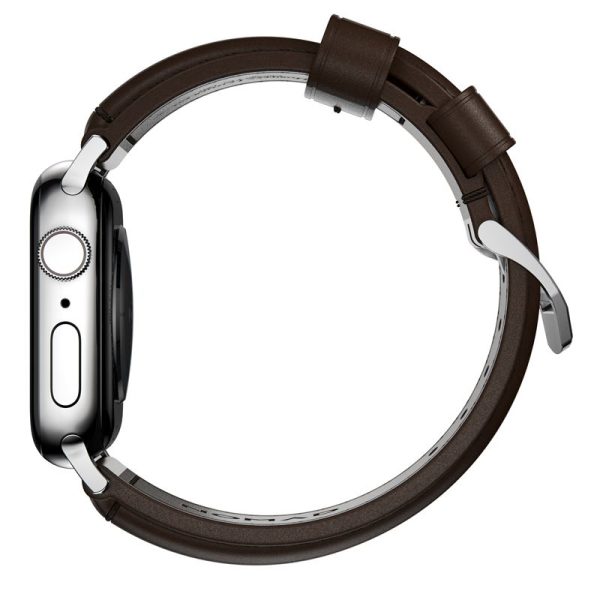 Nomad Traditional Band Silver/Brown-Apple Watch 49/46/45/44mm (NM1A4RST00) - Image 3