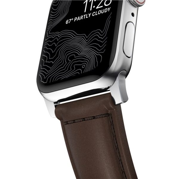 Nomad Traditional Band Silver/Brown-Apple Watch 49/46/45/44mm (NM1A4RST00) - Image 4