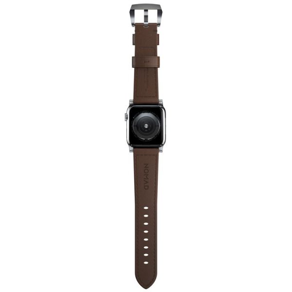 Nomad Traditional Band Silver/Brown-Apple Watch 49/46/45/44mm (NM1A4RST00) - Image 7