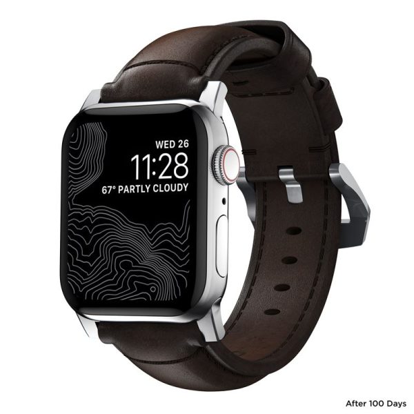 Nomad Traditional Band Silver/Brown-Apple Watch 49/46/45/44mm (NM1A4RST00) - Image 9