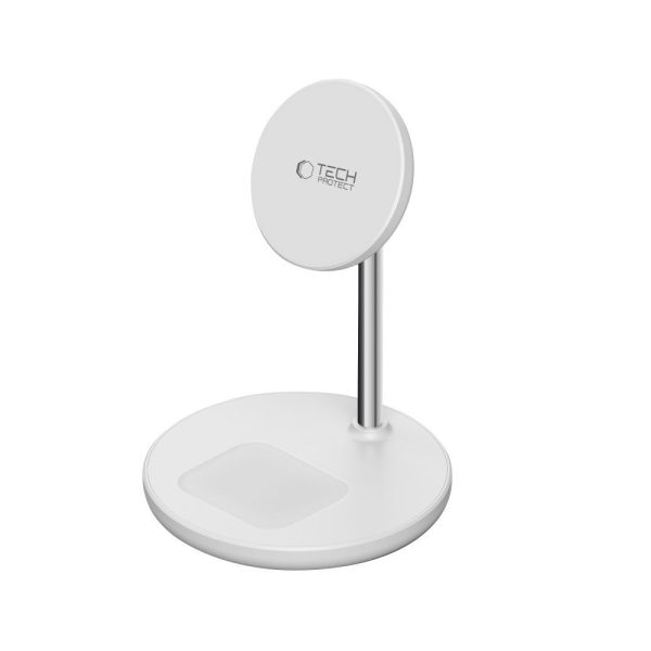 TECH-PROTECT QI15W-A39 2IN1 MAGNETIC MAGSAFE WIRELESS CHARGER WHITE - Image 3