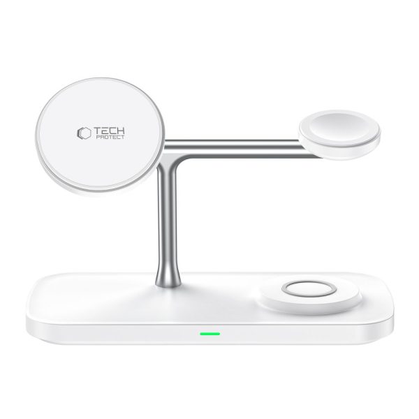 TECH-PROTECT QI15W-A45 3IN1 MAGNETIC MAGSAFE WIRELESS CHARGER WHITE - Image 4