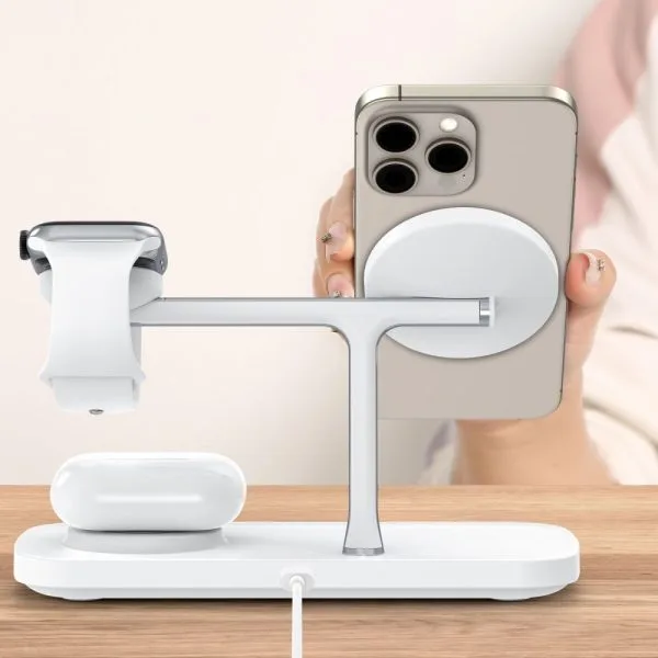 TECH-PROTECT QI15W-A45 3IN1 MAGNETIC MAGSAFE WIRELESS CHARGER WHITE - Image 7