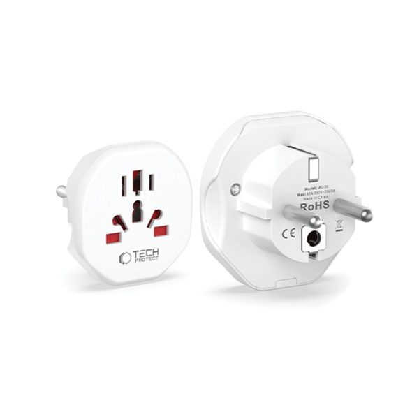 TECH-PROTECT UNIVERSAL TRAVEL ADAPTER FROM EU WHITE - Image 2