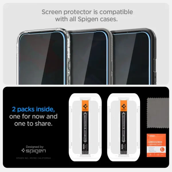 Spigen Glass tR EZ Fit (Privacy) 2 Pack - Google Pixel 9 Pro/9 (AGL09312) - Image 2