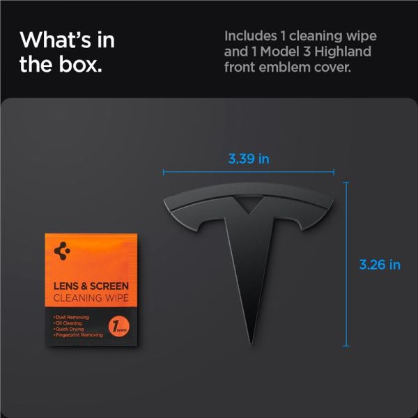 Spigen Tesla Front Emblem Logo Full Cover black - Tesla Model 3 2024 (ACP08547) - Image 5